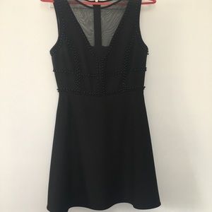 Trendy Beaded Black Mini Party Dress